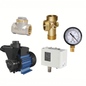 Kirloskar Annika-I Bronze 1HP Blue Domestic Self Priming Water Pump with Plumbing Accessories