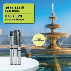 Borewell Submersible Pump, KU6i HHN 300-0808, 7.5 HP, Three Phase, 415 Volts, Size 65mm